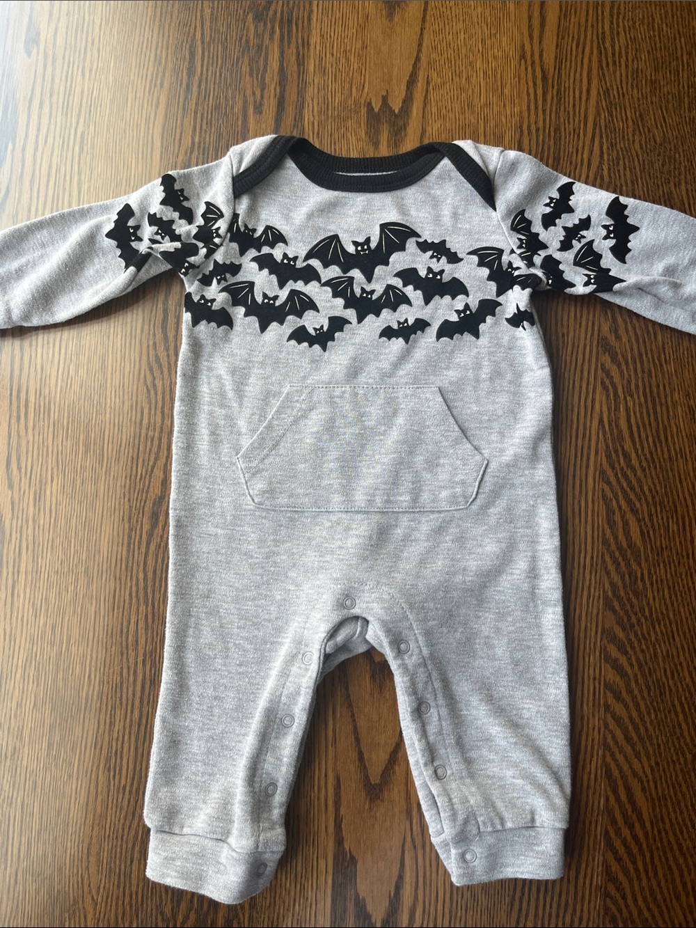 Bat-Print Footie One-Piece
